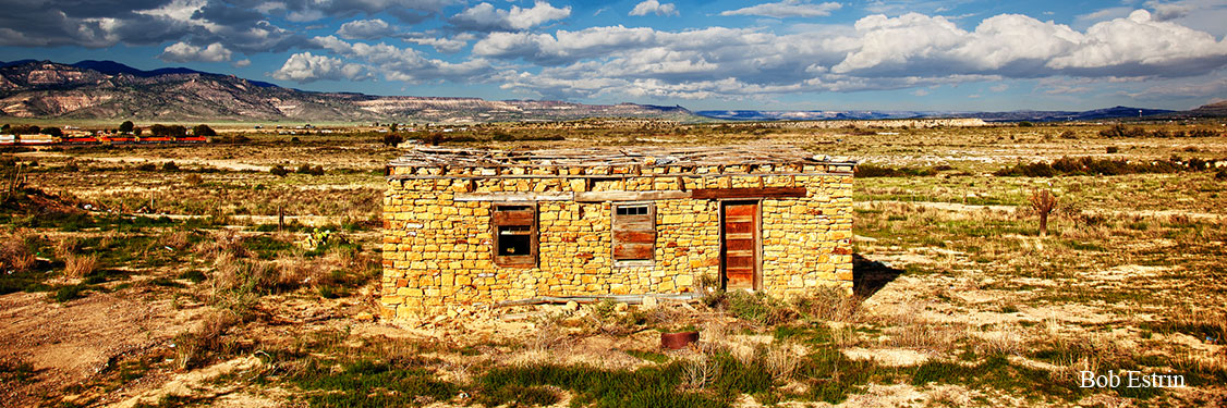 Abandoned stone building panoramic